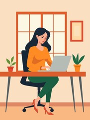 woman working on laptop