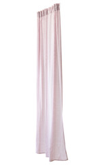 Pink drapery hanging from a curtain rod design element