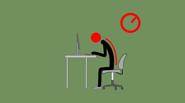 correct and incorrect posture when sitting. medical advice. 4k video illustration.