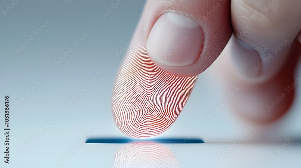 Fototapete close up of a cracked and malfunctioning biometric fingerprint scanner failing to authenticate acces
