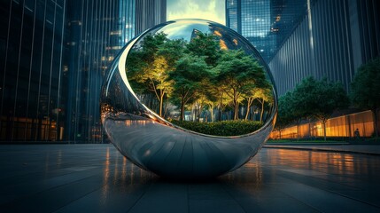 An environmental technology concept that emphasizes green business practices, corporate social responsibility, sustainable operations, and reducing environmental impact