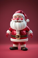 Obraz premium Festive Santa Claus Figurine on Red Background