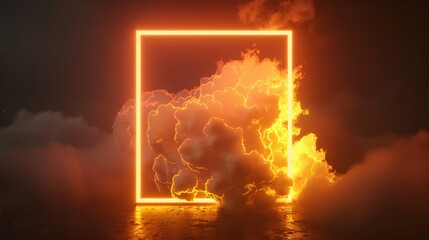 Fototapeta premium Mystical Neon Gateway Amidst Clouds