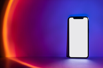 Mobile phone png mockup with retro futurism style