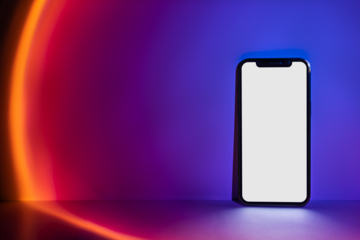 Mobile phone png mockup with retro futurism style