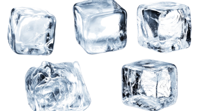 Set of Ice Cubes on a Transparent Background for Creative Use Generative AI
