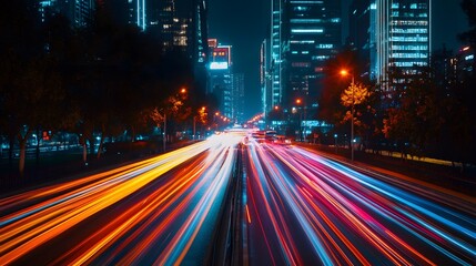 Fototapeta premium Abstract speed technology background with Hong Kong City night scenes