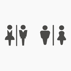 Wc, toilet door icon vector symbol. Men and women wc, toilet, bathroom icon vector symbol	