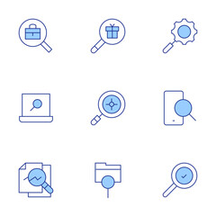 Search icons set. Line Duotone style, editable stroke. searching, search, analysis, job search