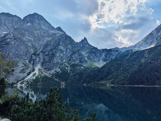 beautiful mountain lake, Morske Oko, Tatra Mountains, Poland