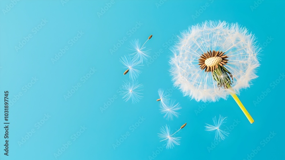 Aufkleber floating dandelion seeds drifting through the air symbolizing the spread of new possibilities across