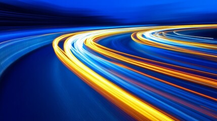 Vibrant Blurred Lights on a Winding Road at Night