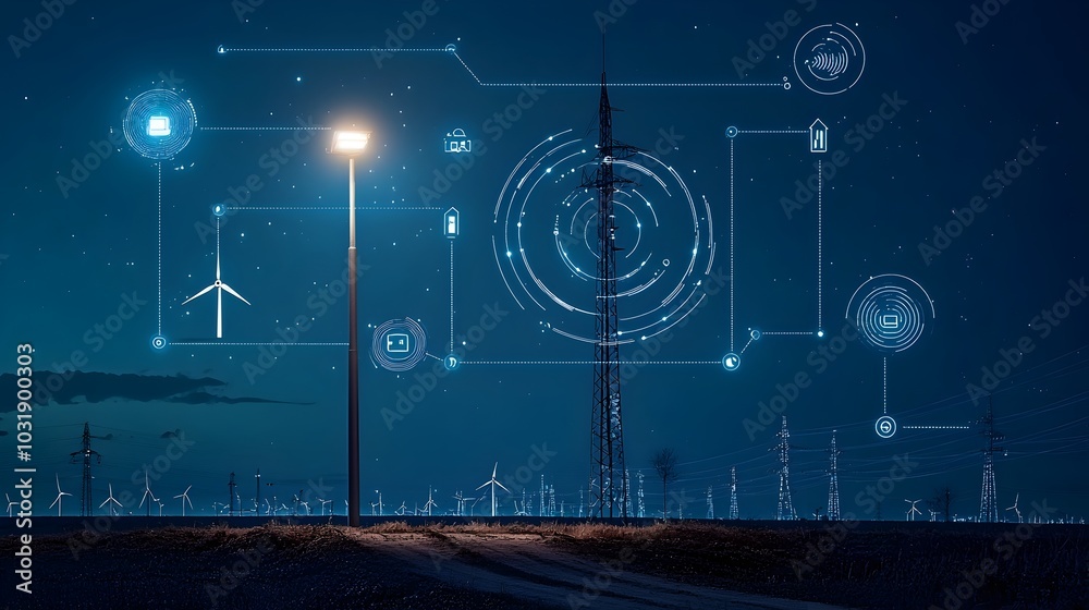 Aufkleber innovative smart streetlight network powered by iot sensors for enhanced energy efficiency and urban