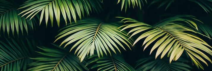 Tropical Background Lush Green Palm Leaves Creating a Vibrant Natural Texture and Pattern
