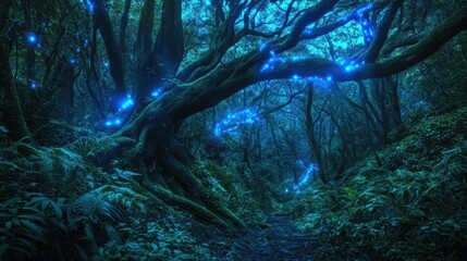 Tranquil Ancient Forest with Ethereal Glow