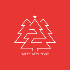 Christmas trees children's labyrinth. New year greeting card