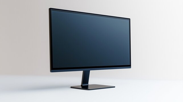 Modern ldc display mockup in light space. Digital technology for home and business with monitor template advertising image. Pc screen mock up with stand product photorealistic
