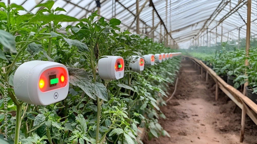 Leinwandbilder IoT Humidity Sensors Installed Inside a Greenhouse for Precise Environmental Monitoring and Data Driven Optimization of Agricultural Processes