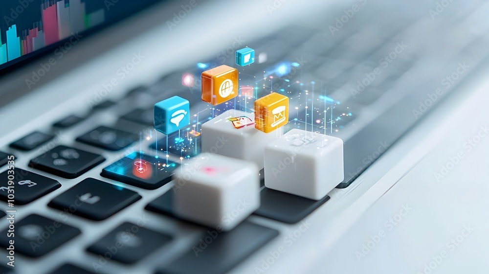 Poster Keyboard keys with financial symbols replacing letters representing the concept of e commerce online transactions digital finance and the of technology and money in the modern business world