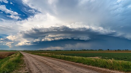 Fototapeta premium Dramatic Thunderstorm Clouds Looming Over Rural Countryside Landscape
