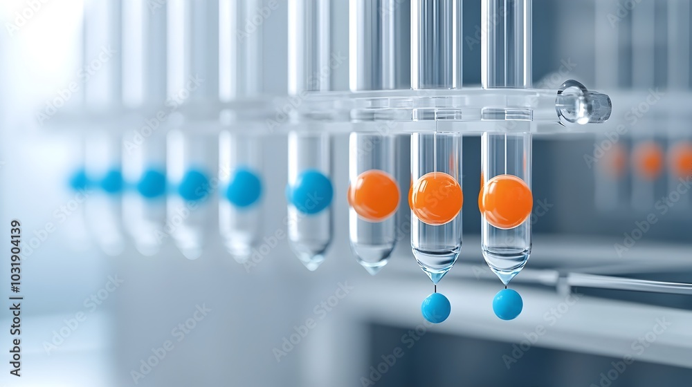Poster magnetic beads being utilized in a biology laboratory setting for the purpose of dna extraction and 