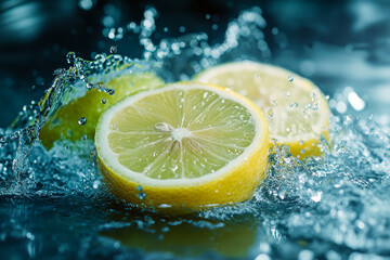 Close-Up of Lemon Slices with Droplets