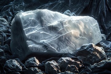 Anatase stone resting on black velvet surface with dramatic lighting in a cinematic setting