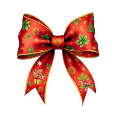This colorful bow features a festive watercolor design, adorned with floral motifs, making it a perfect accessory for Christmas gifts and decorations.