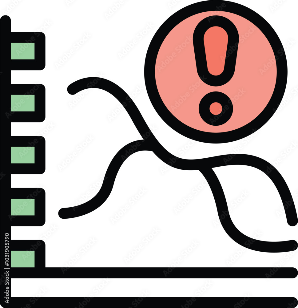 Poster simple line chart is showing a critical error with an exclamation point symbol