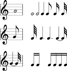 Music note icon set. vector illustration .