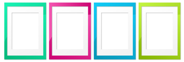 4 colored frames on a transparent background with a white frame inside