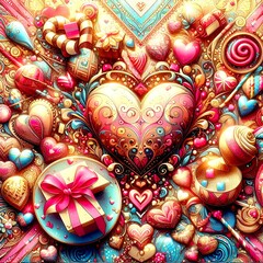 abstract colorful background with hearts