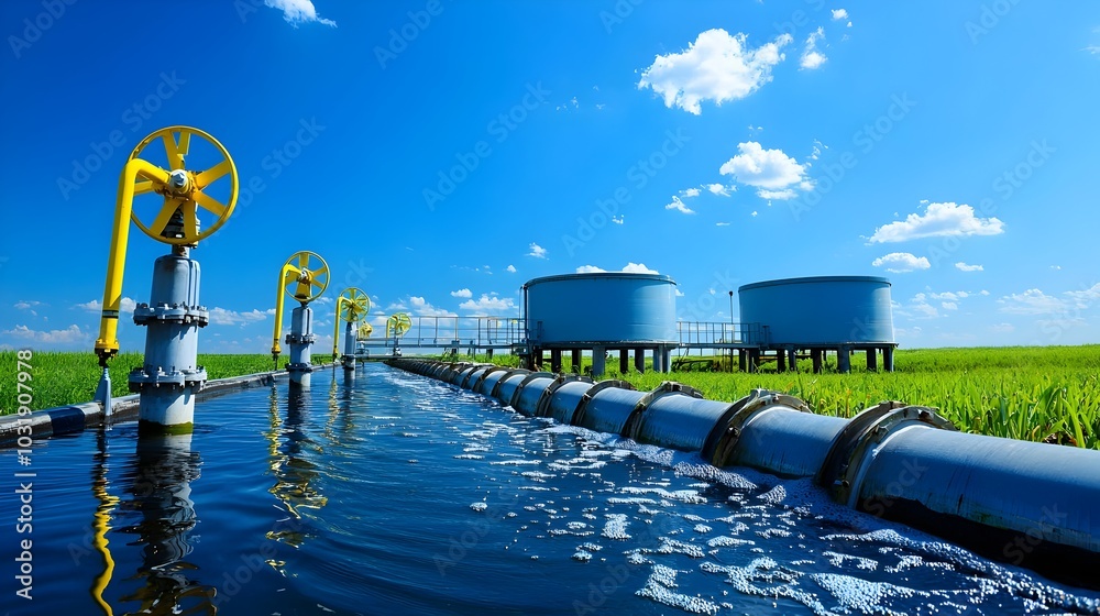 Poster pipes and ducts transporting wastewater from various sources to the designated treatment sections wi