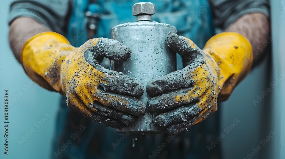Aufkleber professional technician expertly repairing a leaking water tank by utilizing necessary tools and spa