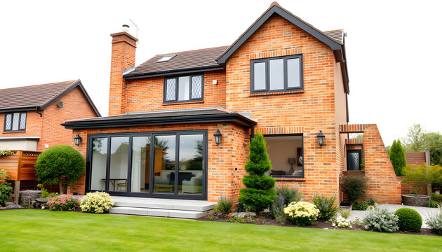 Annexe house extension, UK home improvement isolated with white highlights, png