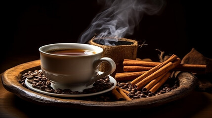 Café de olla coffee stock photo, Isolated on black background 
