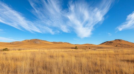 Fototapeta premium Golden Grasslands Under a Striking Sky
