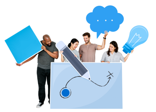 Png Businesspeople planning, transparent background - Powered by Adobe