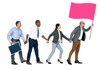 Png Business people following their leader, transparent background