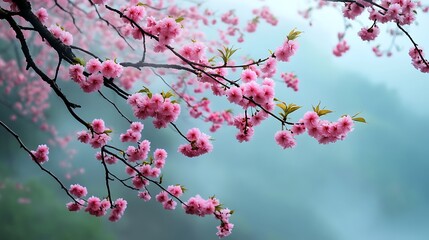 Delicate Pink Cherry Blossoms in Soft Focus