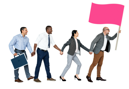 Png Business people following their leader, transparent background