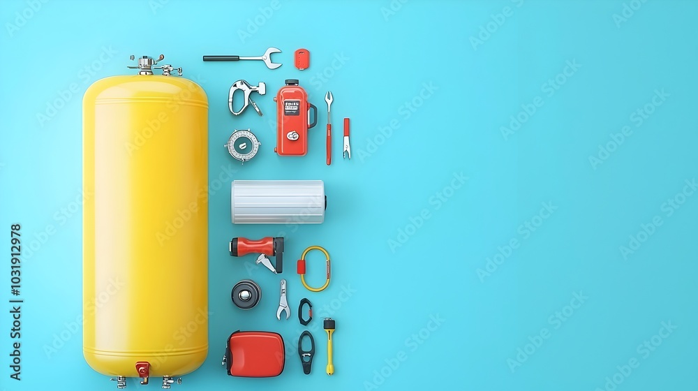 Poster Skilled Technician Fixing a Leaking Water Storage Tank Using Specialized Tools and Replacement Components to Restore Proper Function and Prevent Further Damage
