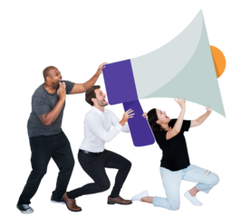 Png People announcing by megaphone, transparent background