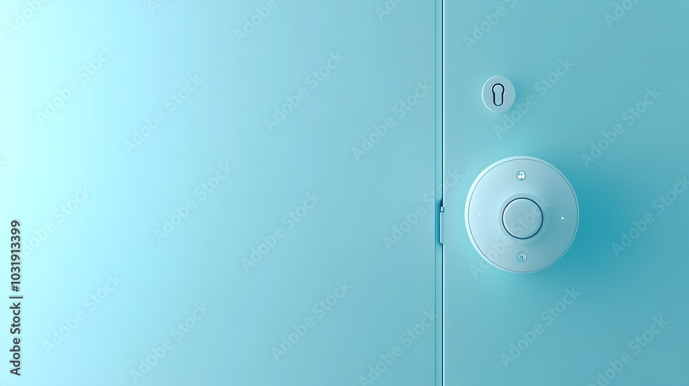 Poster Smart door lock system with a failed login attempt displayed door hanging open indicating a security breach or malfunction in the access control mechanism