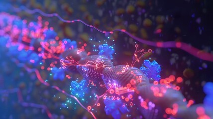 Futuristic neural network visualization with glowing connections and nodes