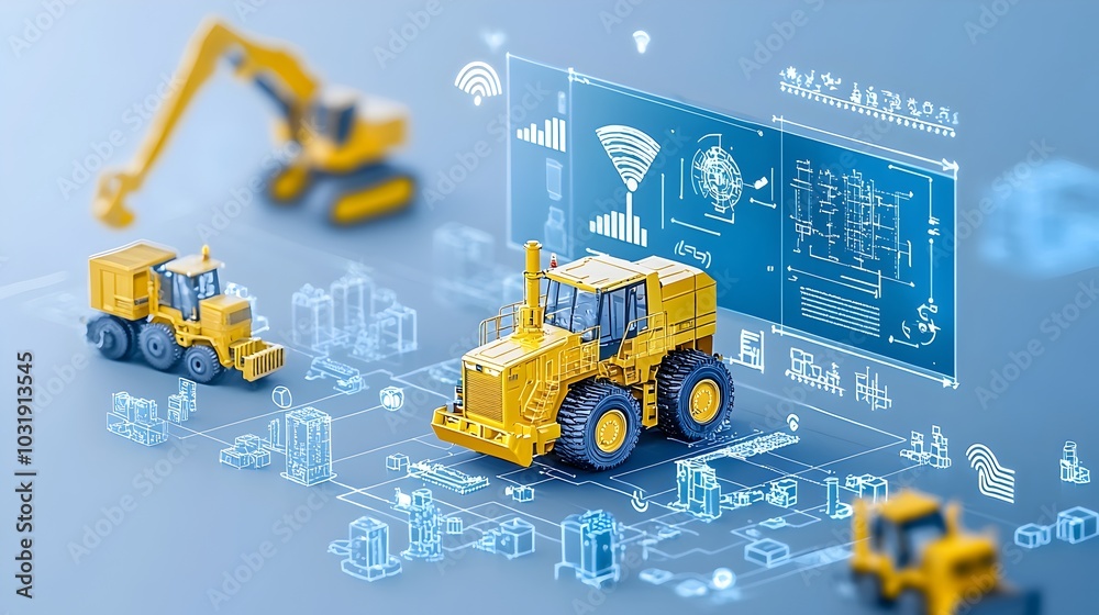 Fototapete Smart factory with IoT sensors attached to heavy machinery for real time monitoring data analysis and optimization of industrial processes for improved efficiency and productivity