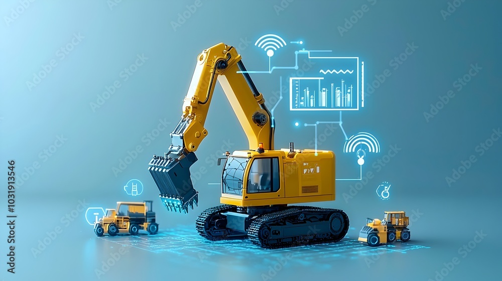 Poster smart factory with iot sensors attached to heavy industrial machinery enabling real time monitoring 