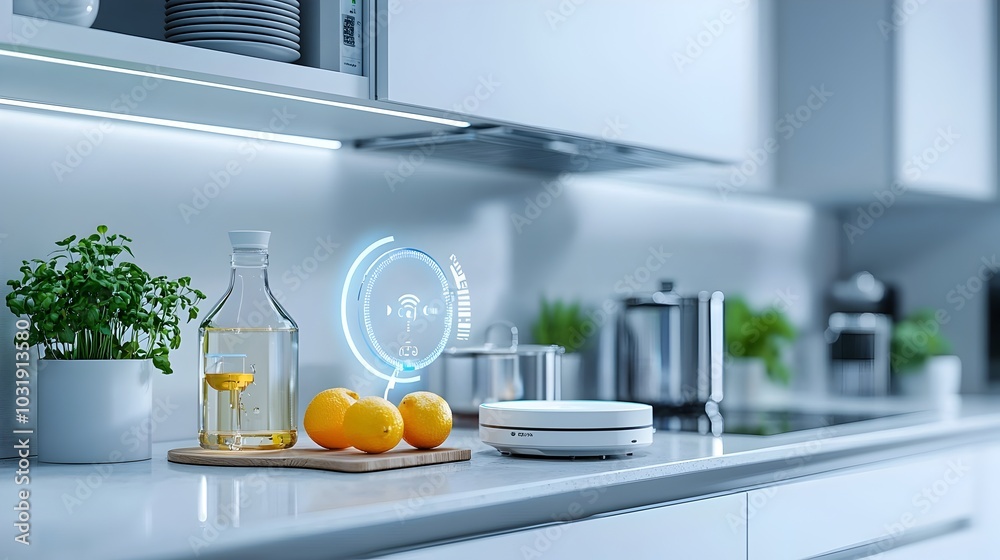 Leinwandbilder smart iot water leak sensors installed under kitchen sinks and major appliances for automated real t