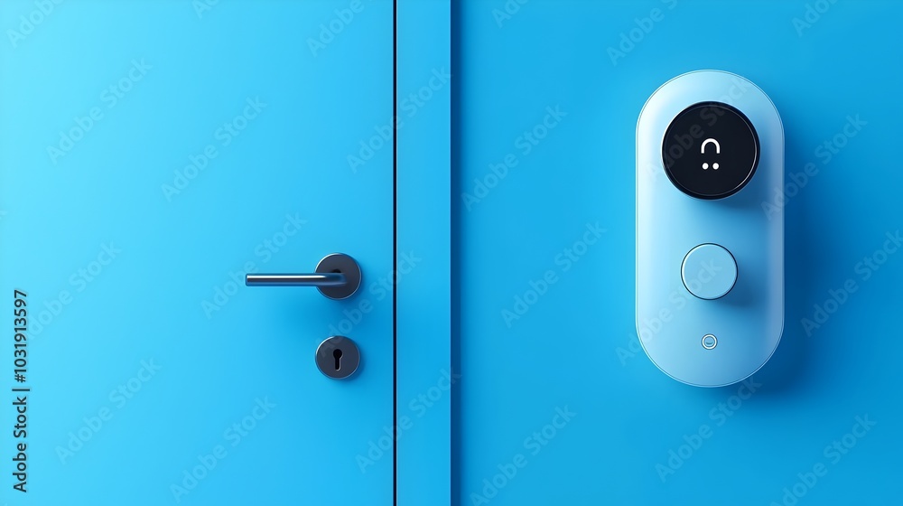 Poster Smart home door lock system with a failed login attempt the lock hanging open and unsecured highlighting issues with digital access control and home security vulnerabilities