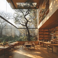 Harmony of Nature and Architecture in a Modern Space